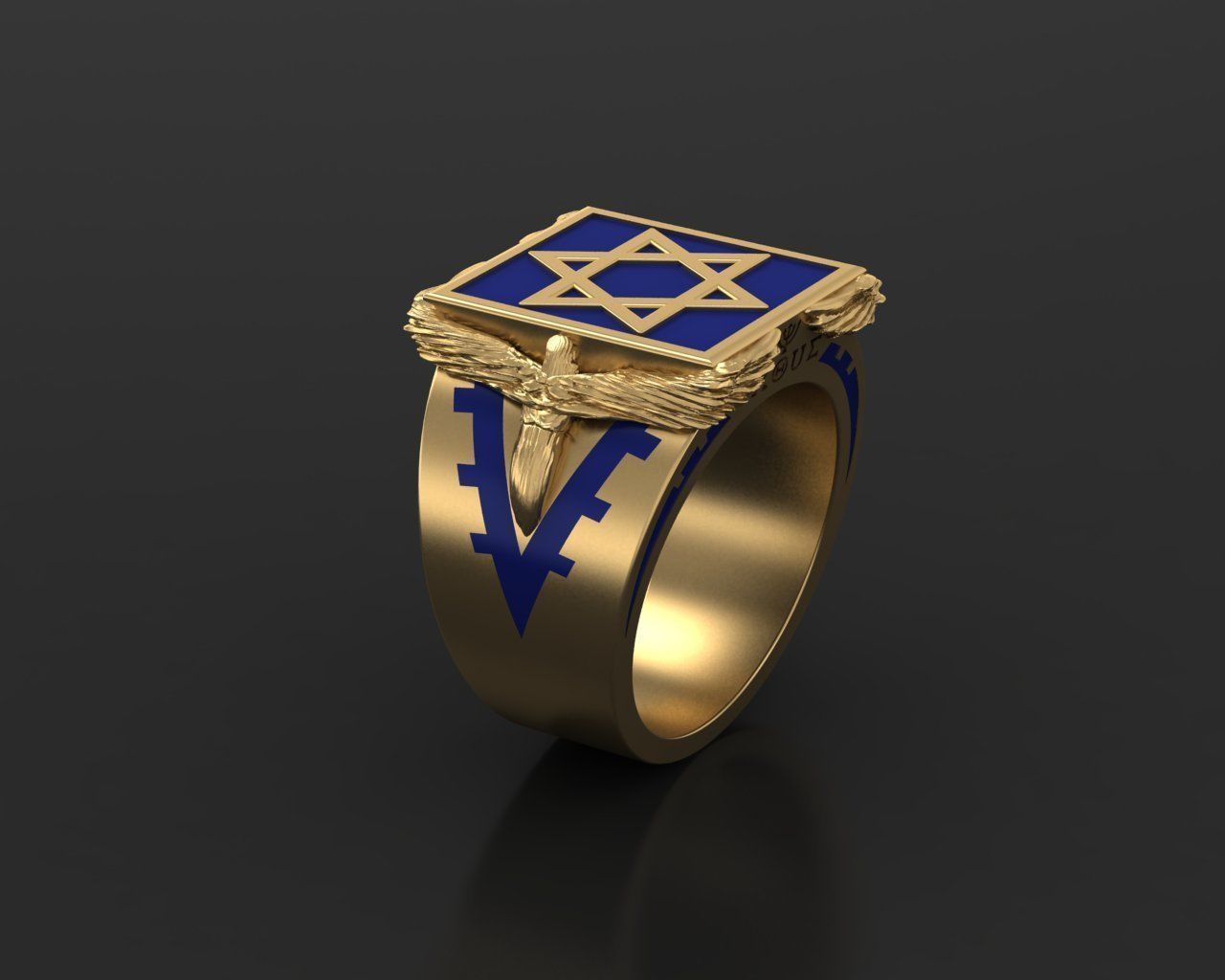 Ring star of david 3D print model_3