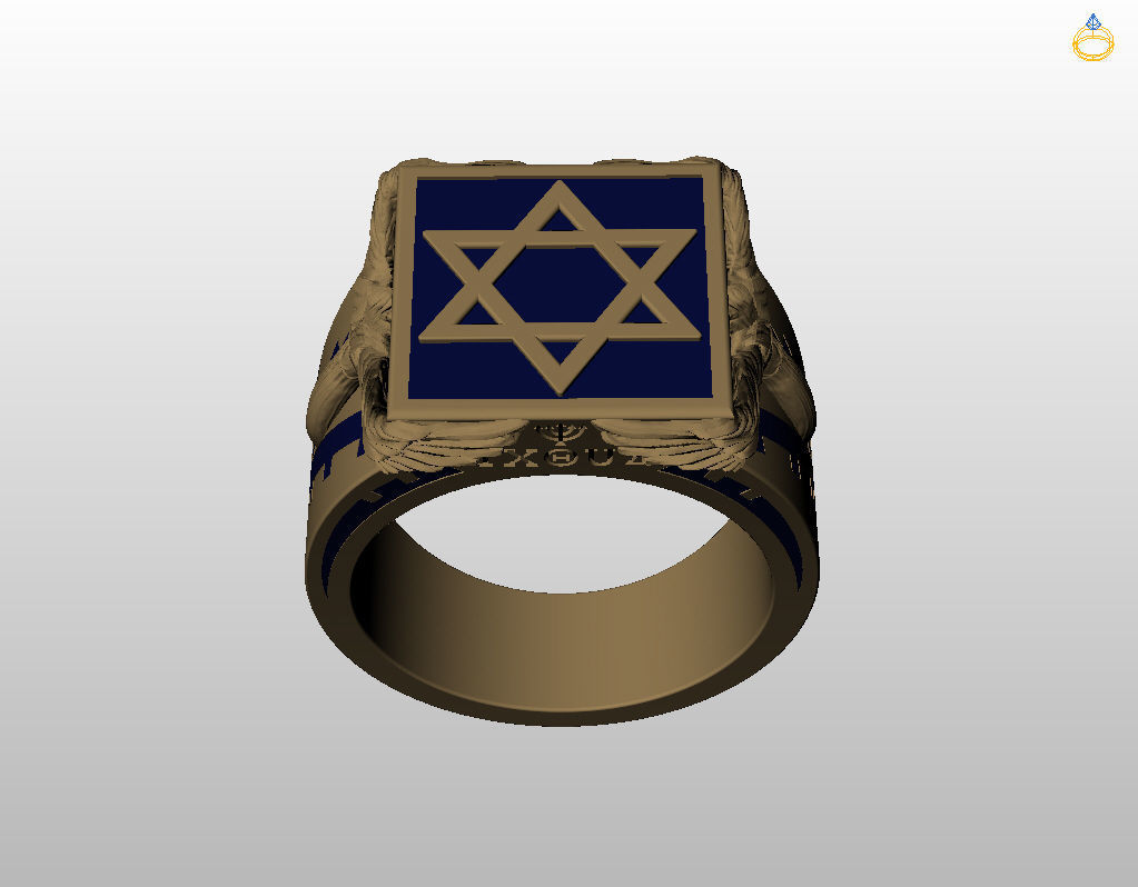 Ring star of david 3D print model_25