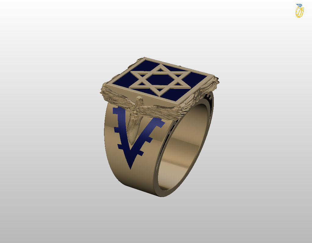 Ring star of david 3D print model_16
