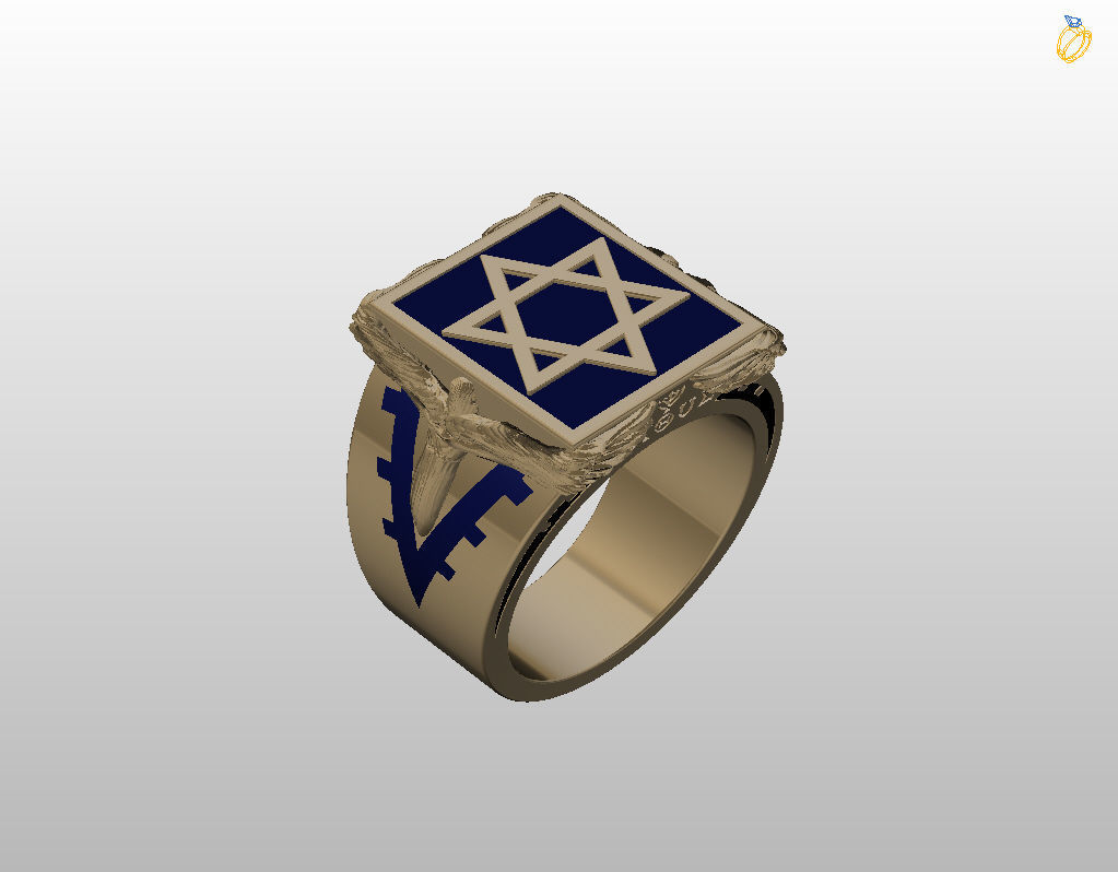 Ring star of david 3D print model_15