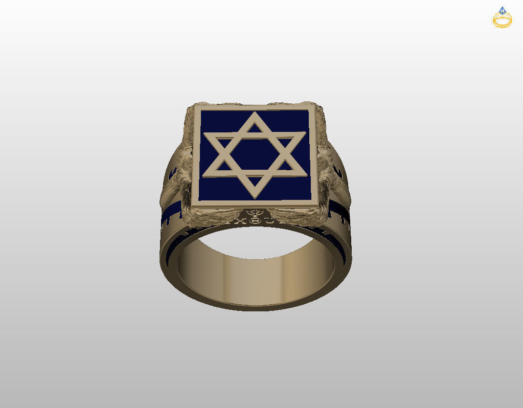 Ring star of david 3D print model_12