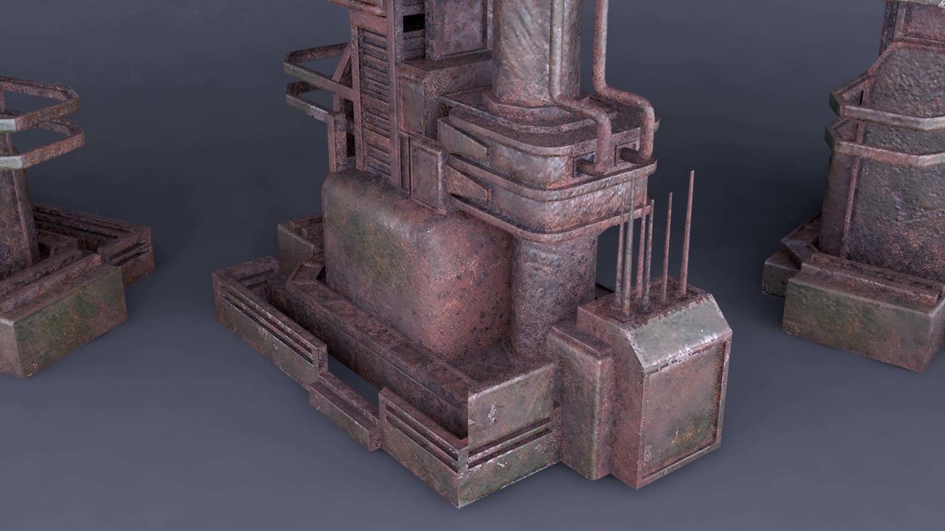 Sci-Fi low poly machinery game ready asset Low-poly 3D model_4