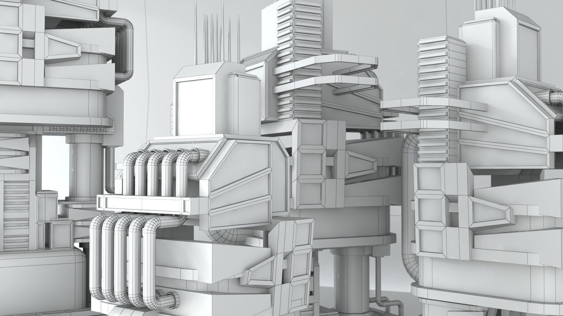 Sci-Fi low poly machinery game ready asset Low-poly 3D model_8