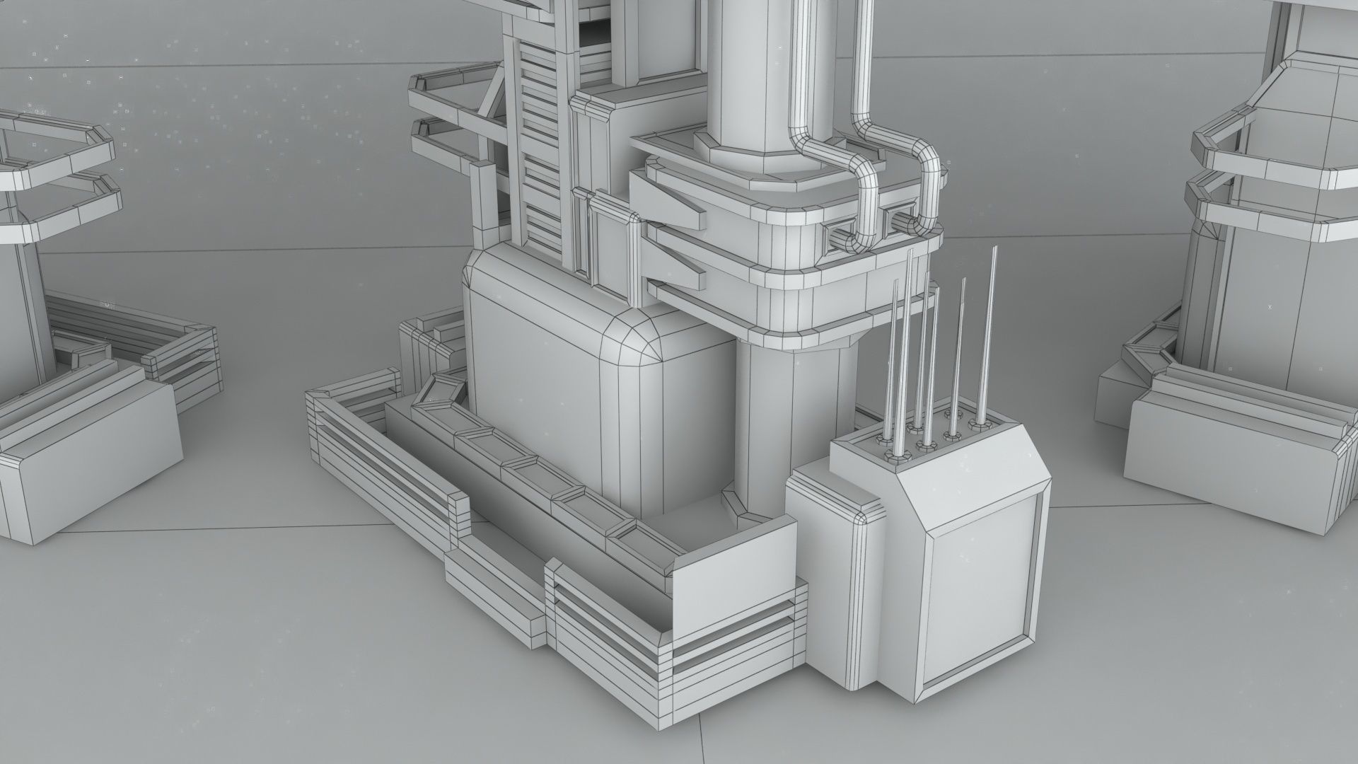 Sci-Fi low poly machinery game ready asset Low-poly 3D model_9