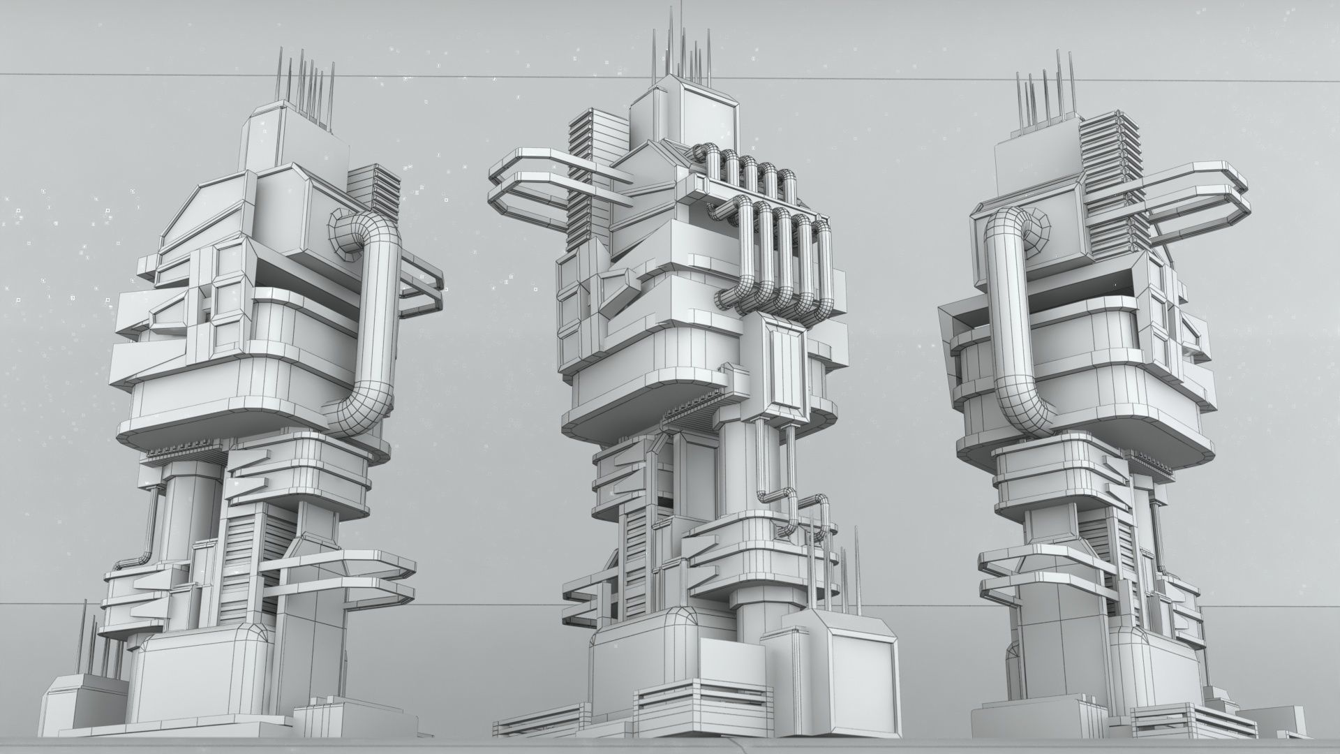 Sci-Fi low poly machinery game ready asset Low-poly 3D model_5