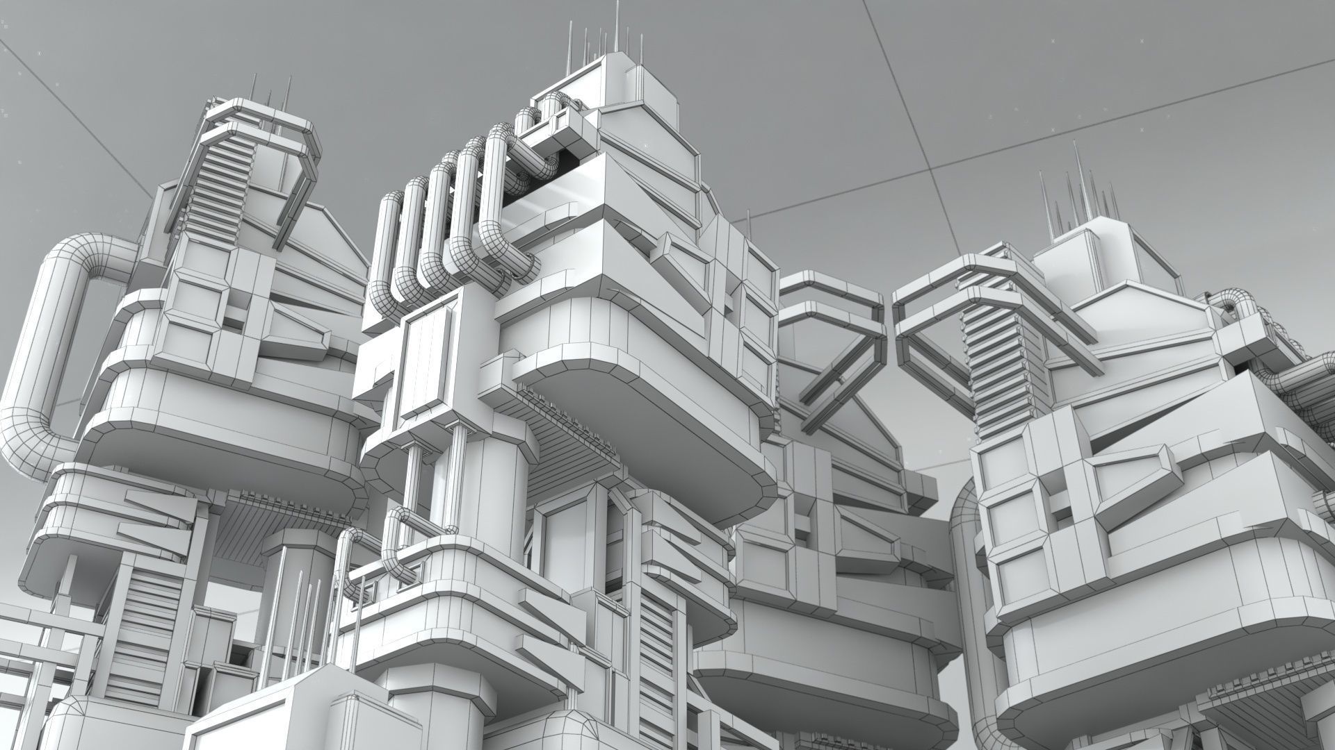 Sci-Fi low poly machinery game ready asset Low-poly 3D model_6