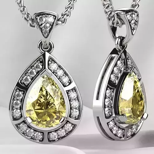 Citrine Pear Fashion Gold Pendant 3D print model