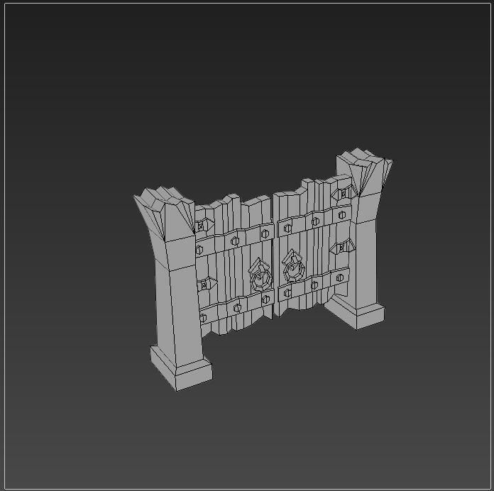 Cartoon bottom model hand drawn game door Low-poly 3D model_1