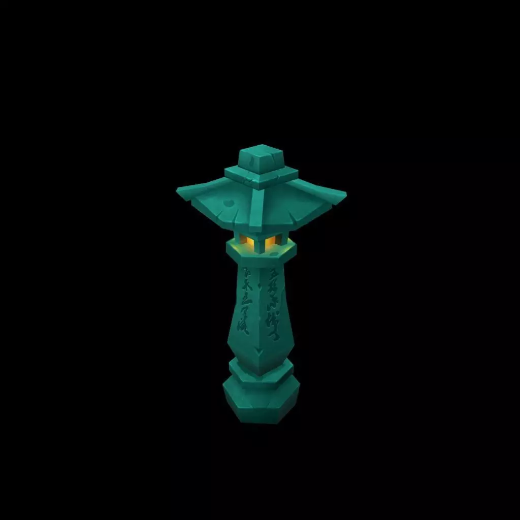 Cartoon bottom mold hand-painted game stone lamp Free low-poly 3D model