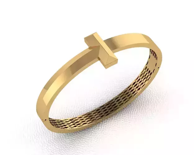 Bracelet 3D Model gold plated cross bangle