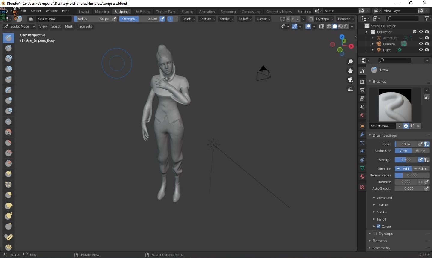 Dishonored Empress Model High Poly Count Game ready Low-poly 3D model_2