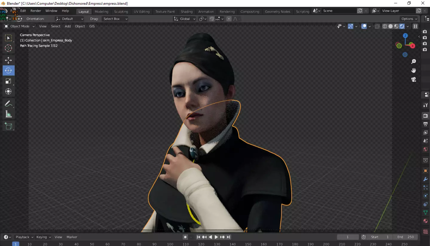 Dishonored Empress Model High Poly Count Game ready Low-poly 3D model_0