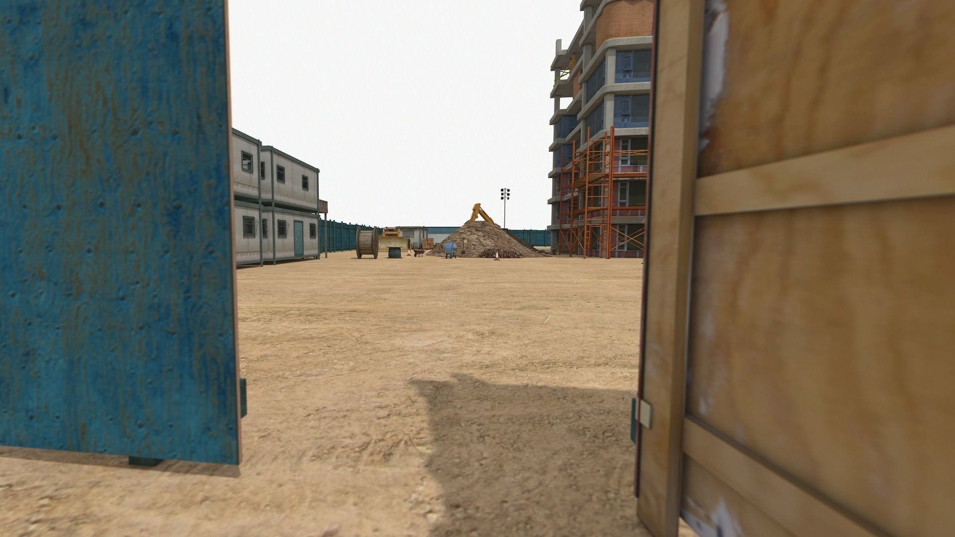 Construction Site with Building and Construction Vehicles Low-poly 3D model_7