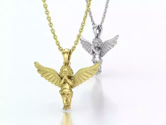 Angel Necklace Pendant Praying Angel 3dmodel