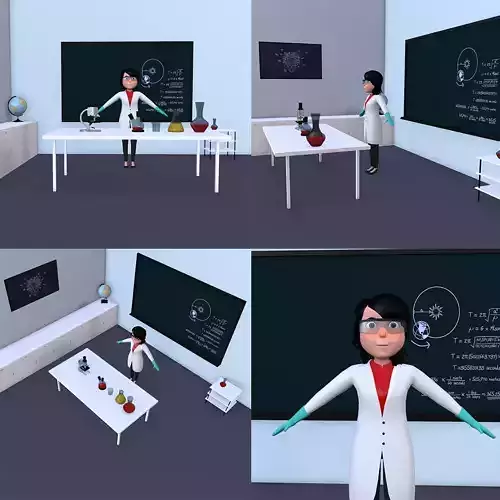 Low Poly Scientist Female Character