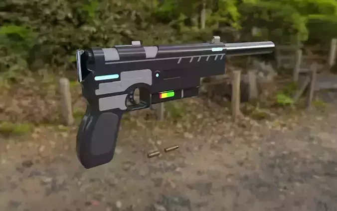 Scifi Pistol with Modular part  Low-poly 3D model