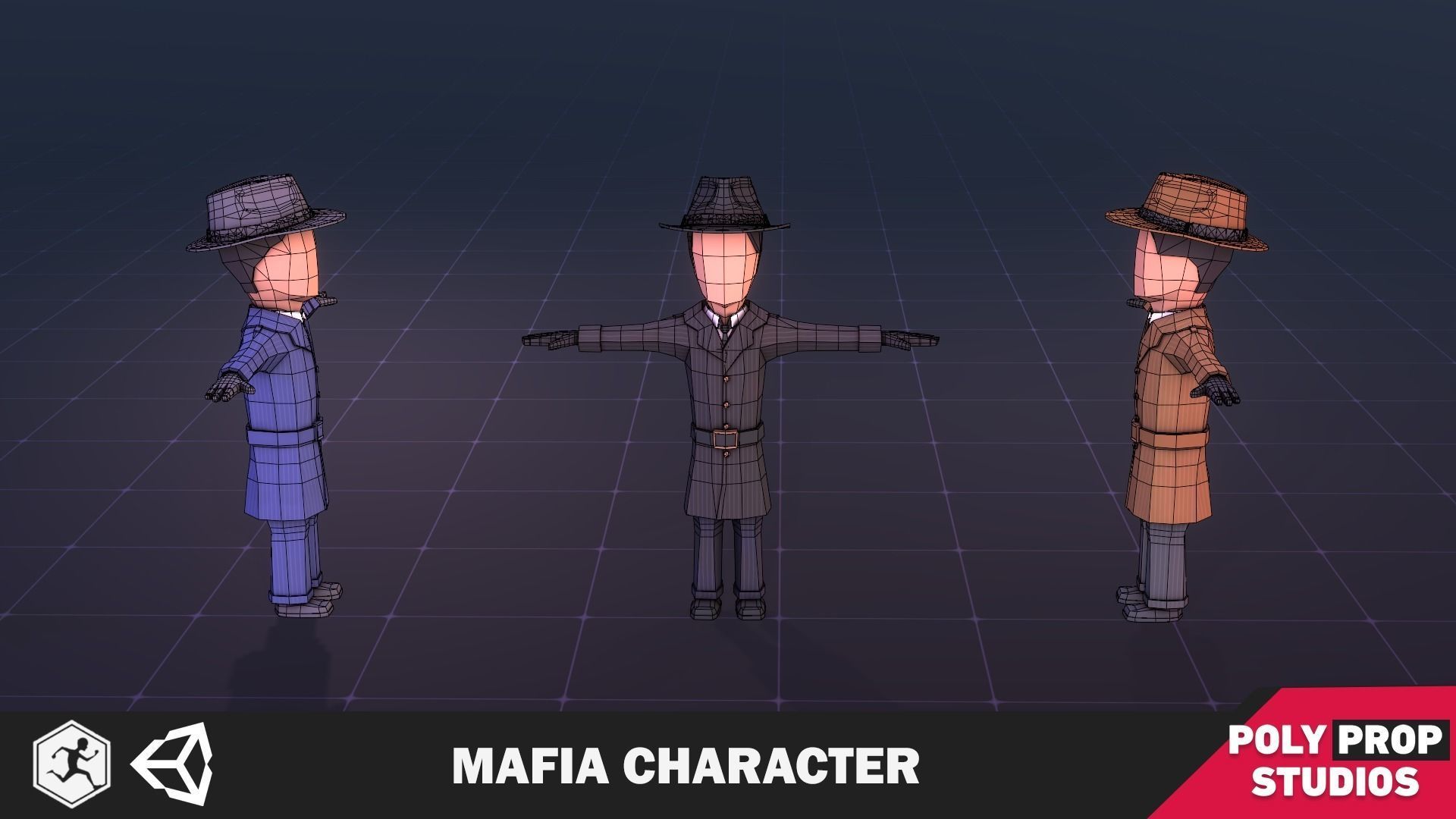 Mafia Character Low-poly 3D model_3
