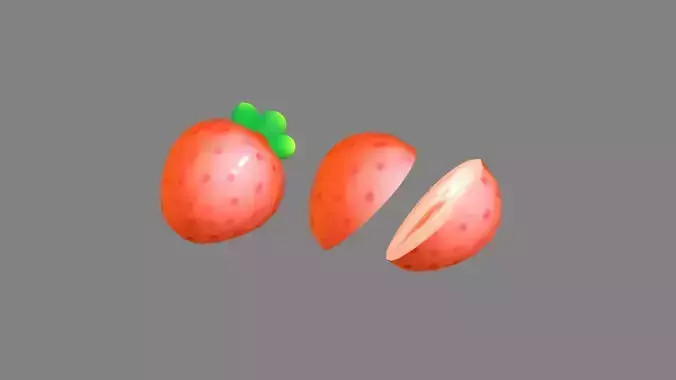 Cartoon strawberry and slice - A