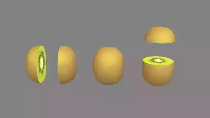 Cartoon kiwi and slice - A