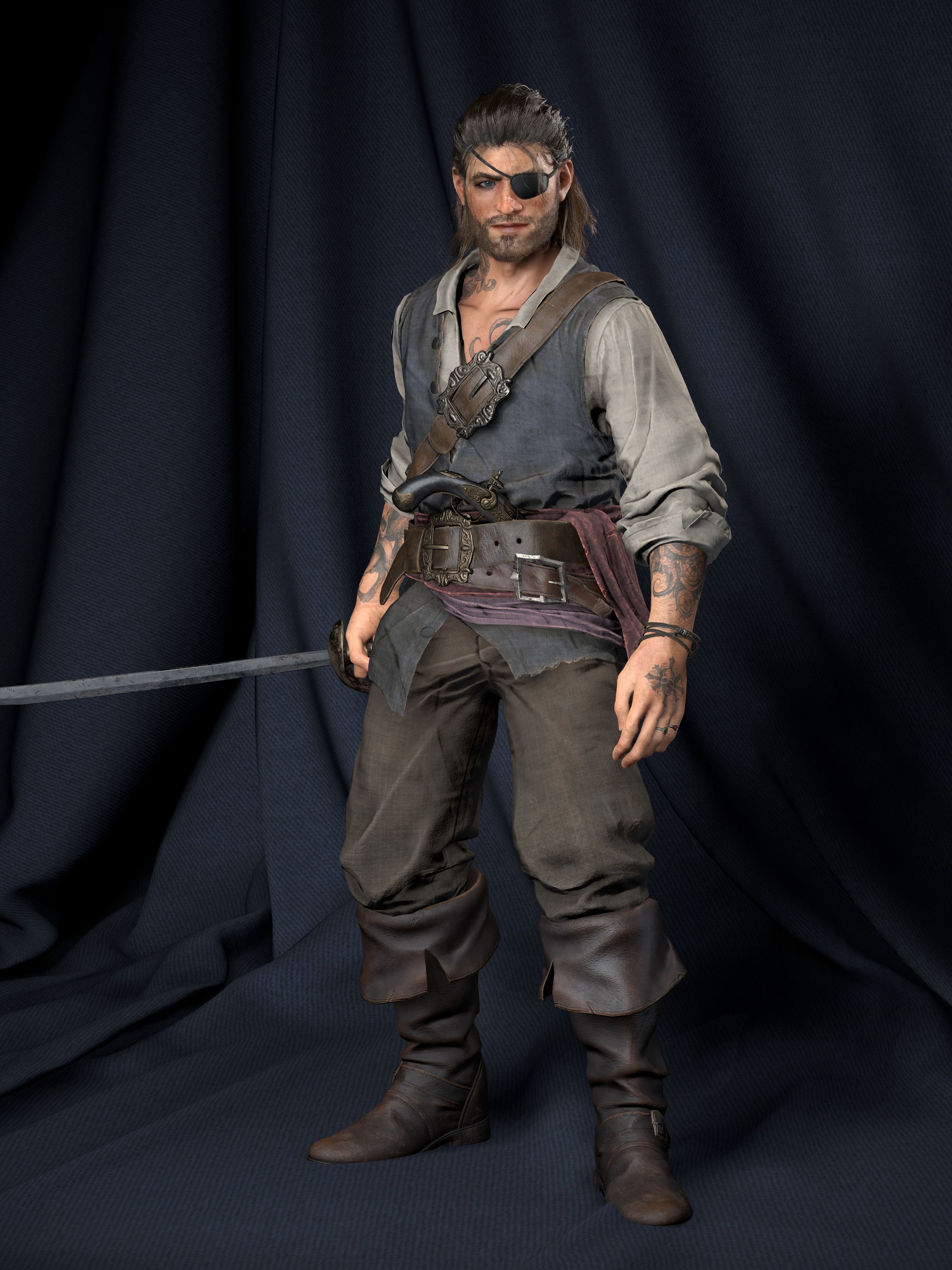 The pirate Low-poly 3D model_3