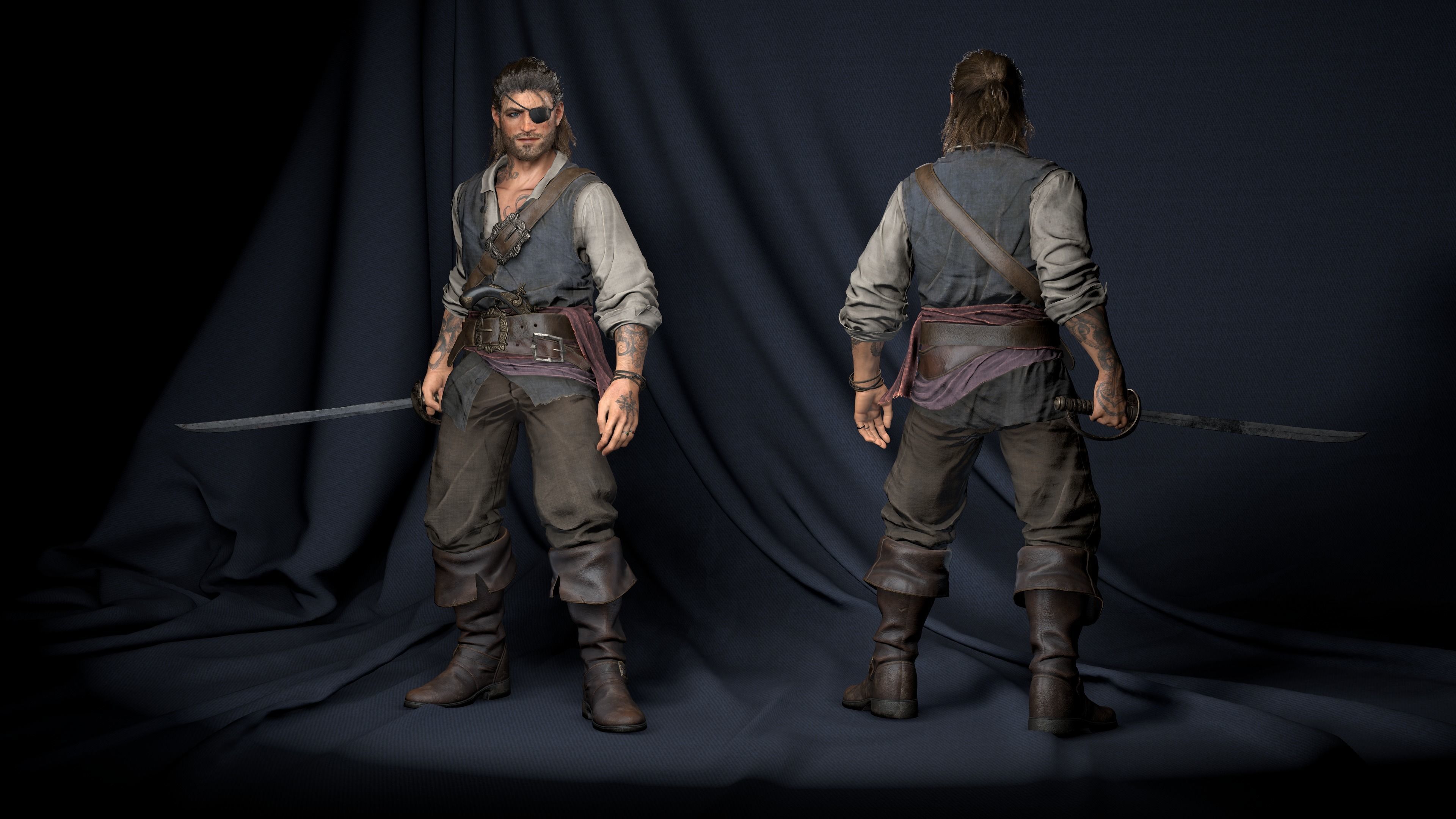 The pirate Low-poly 3D model_6