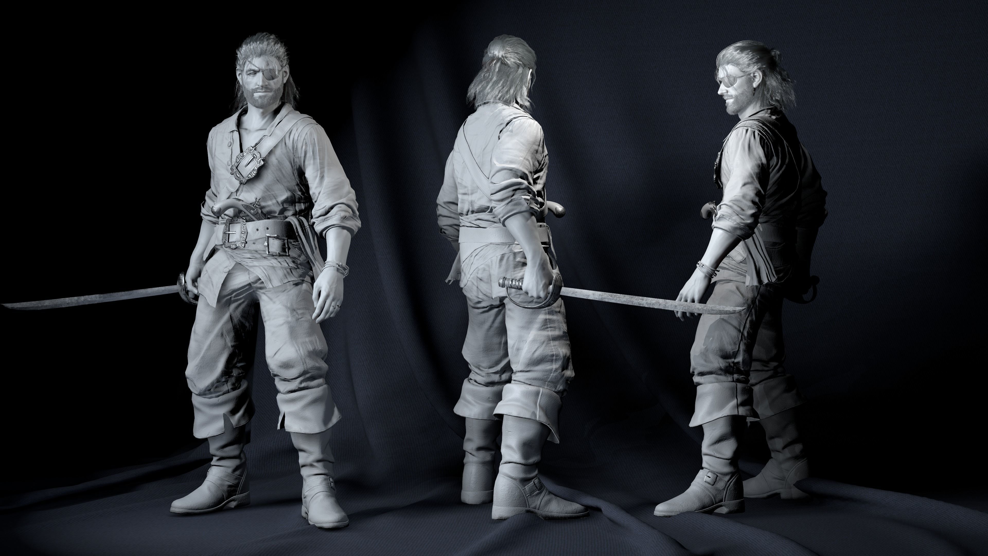 The pirate Low-poly 3D model_8