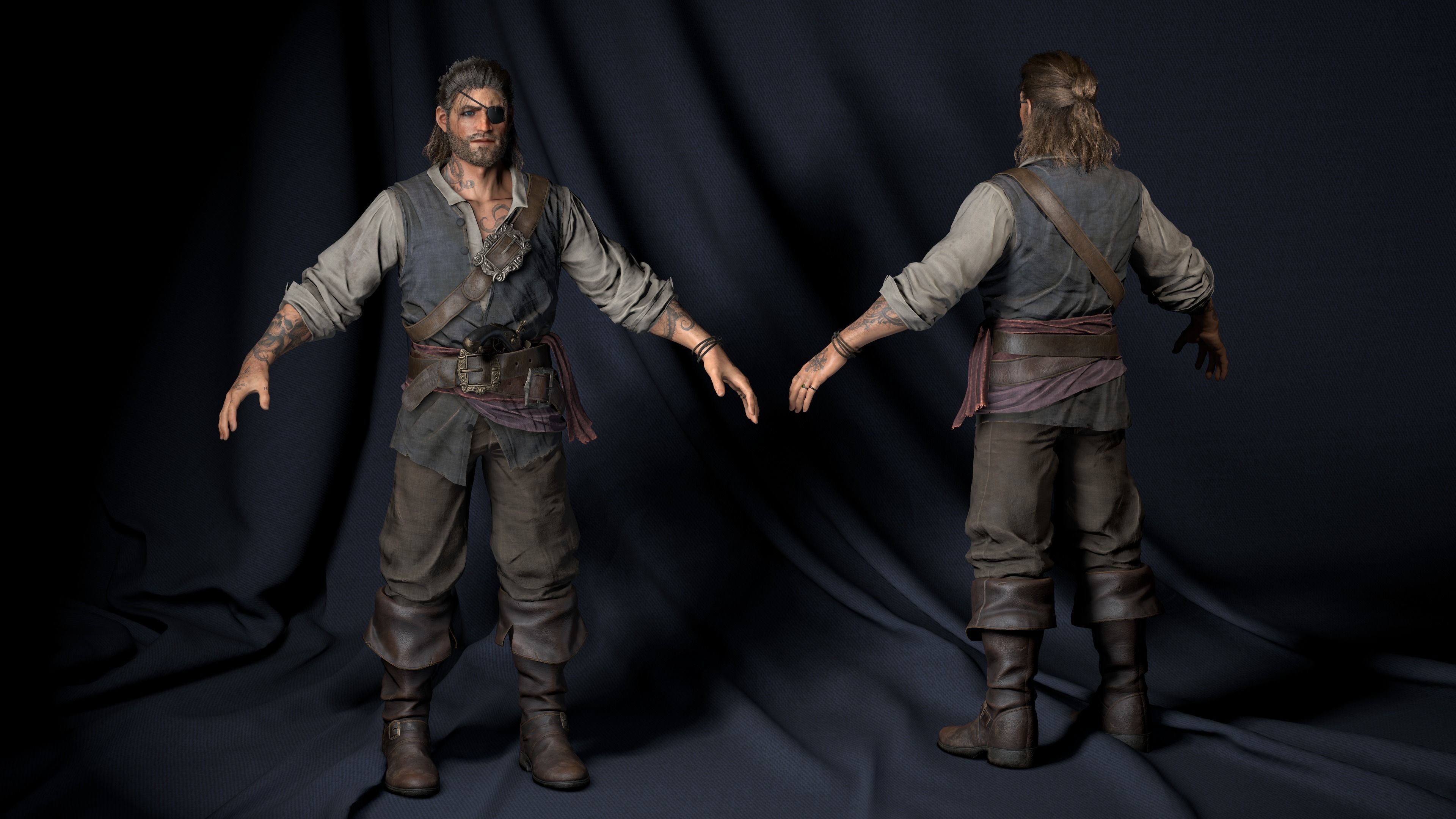 The pirate Low-poly 3D model_4