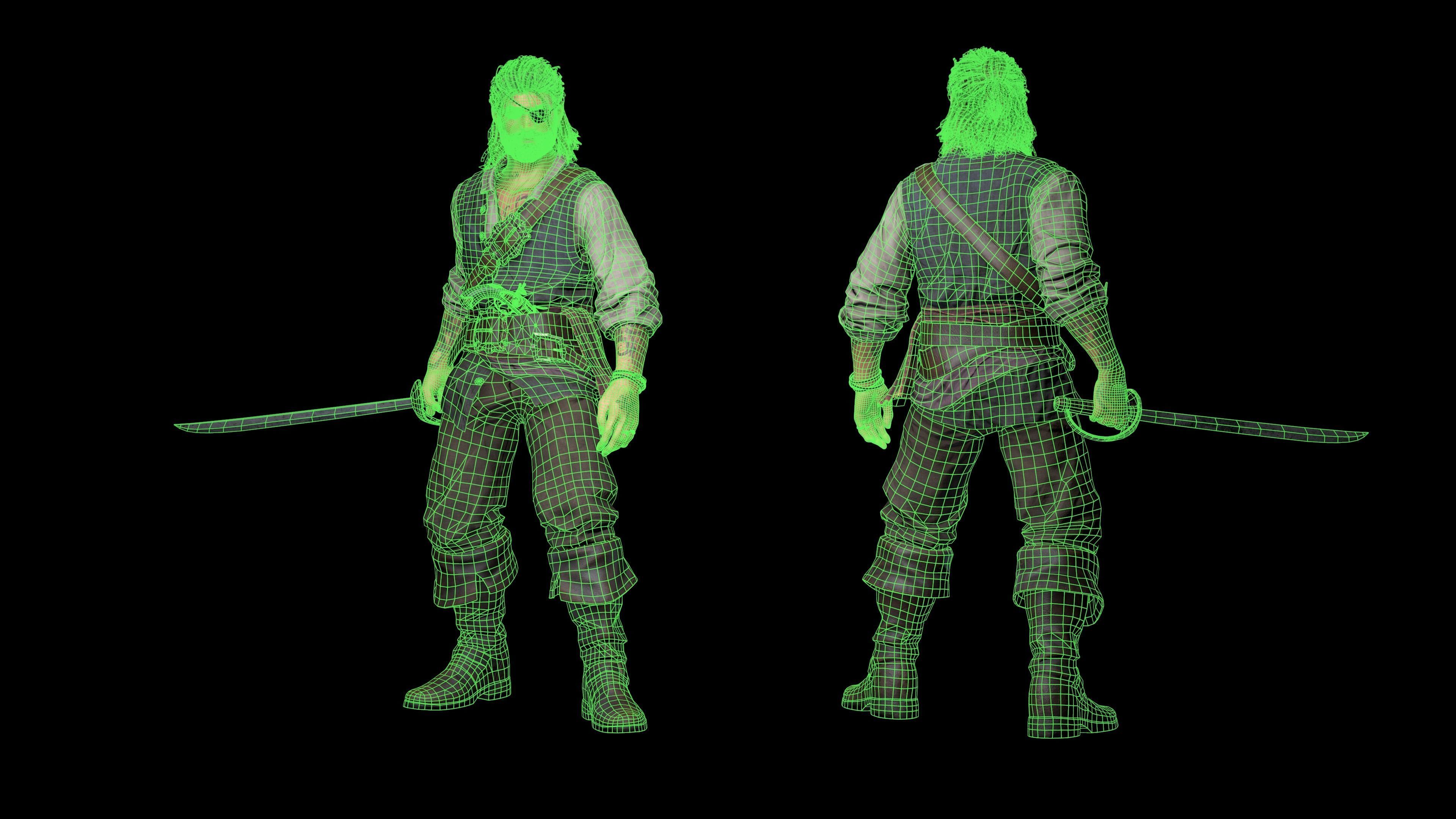 The pirate Low-poly 3D model_7