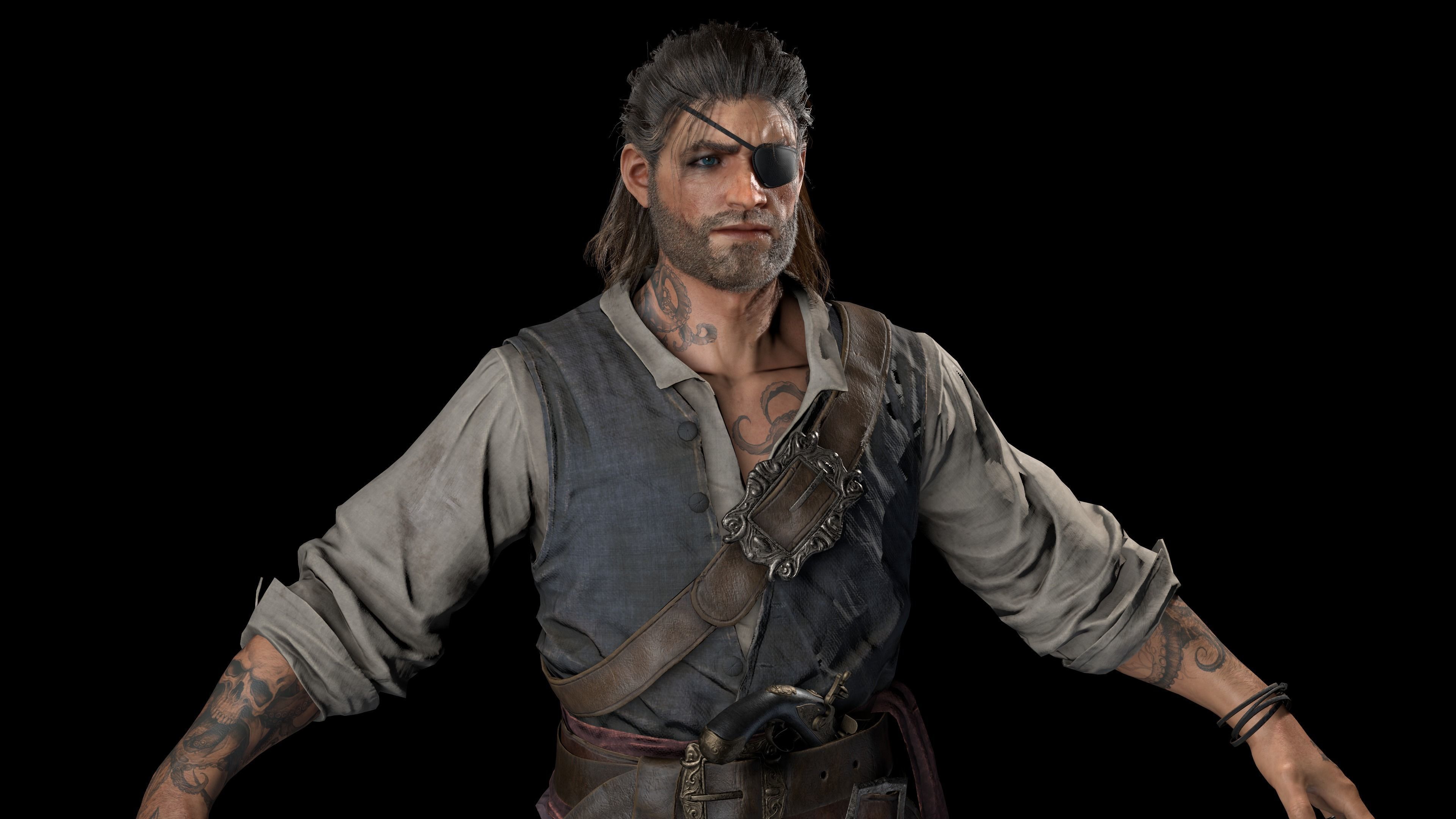 The pirate Low-poly 3D model_5