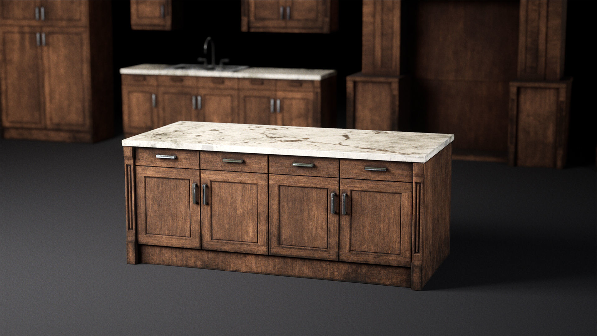 Abandoned Dirty Victorian Kitchen Set Low-poly 3D model_3