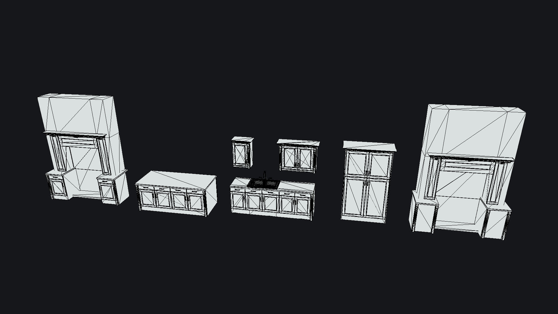 Abandoned Dirty Victorian Kitchen Set Low-poly 3D model_7