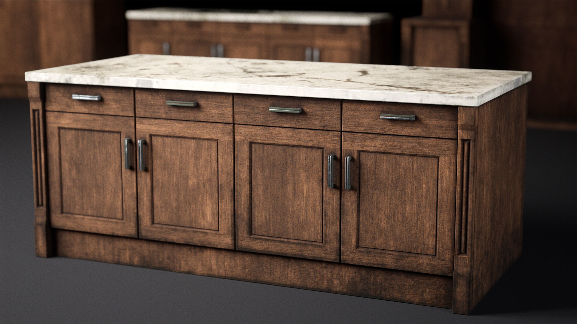 Abandoned Dirty Victorian Kitchen Set Low-poly 3D model_2