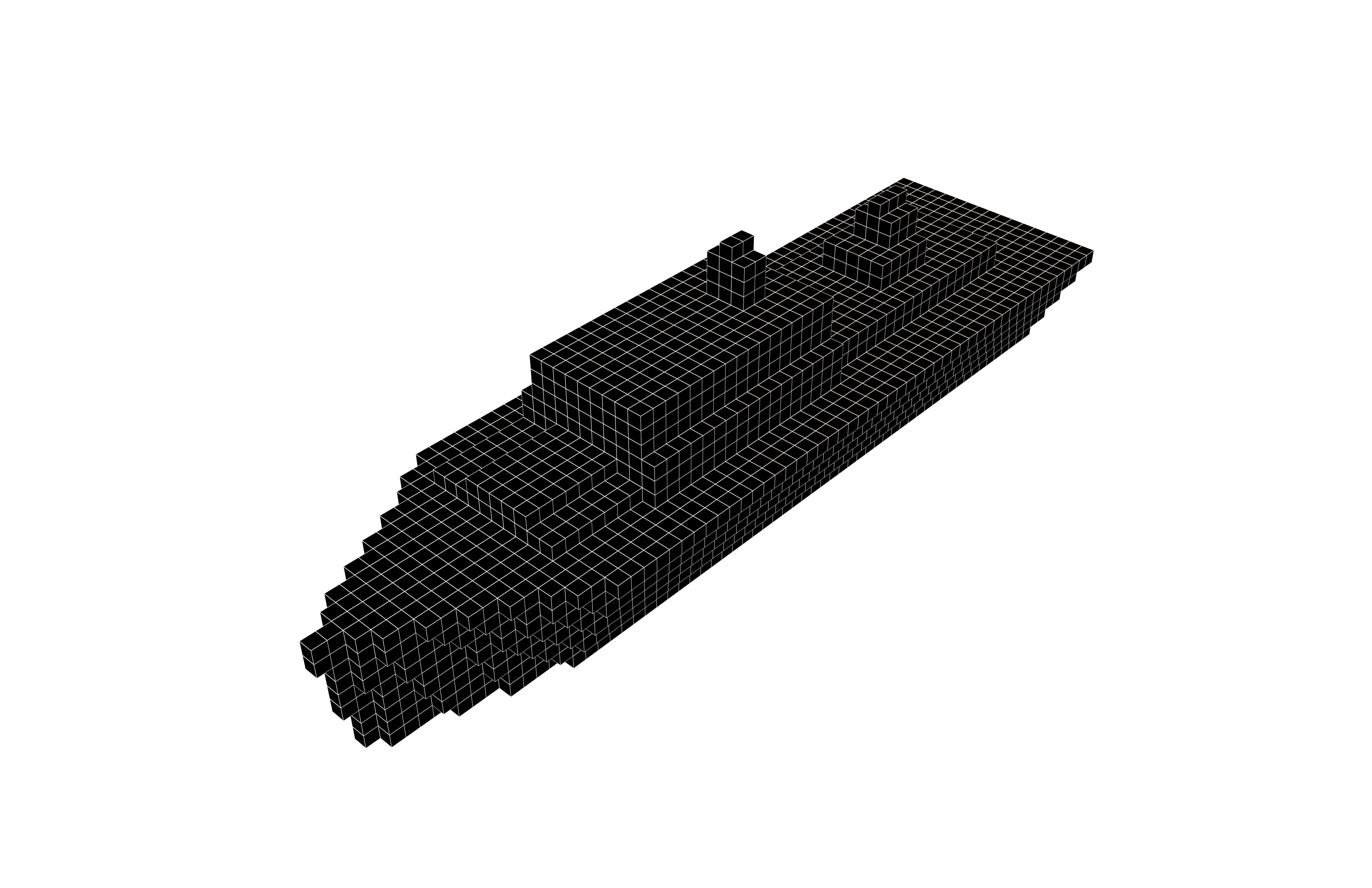 Voxel Style Simple Warship v1 006 Low-poly 3D model_5