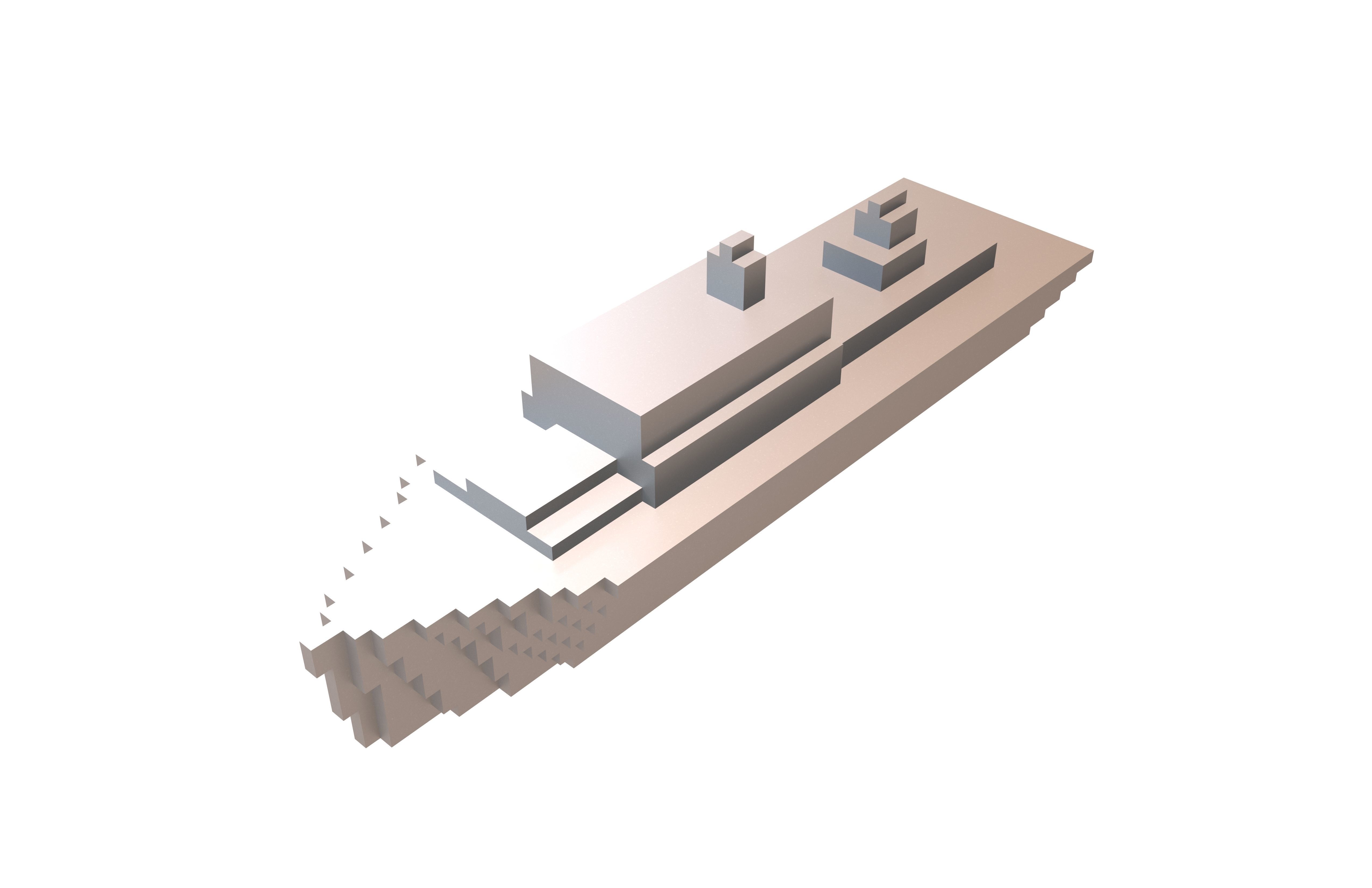 Voxel Style Simple Warship v1 006 Low-poly 3D model_2