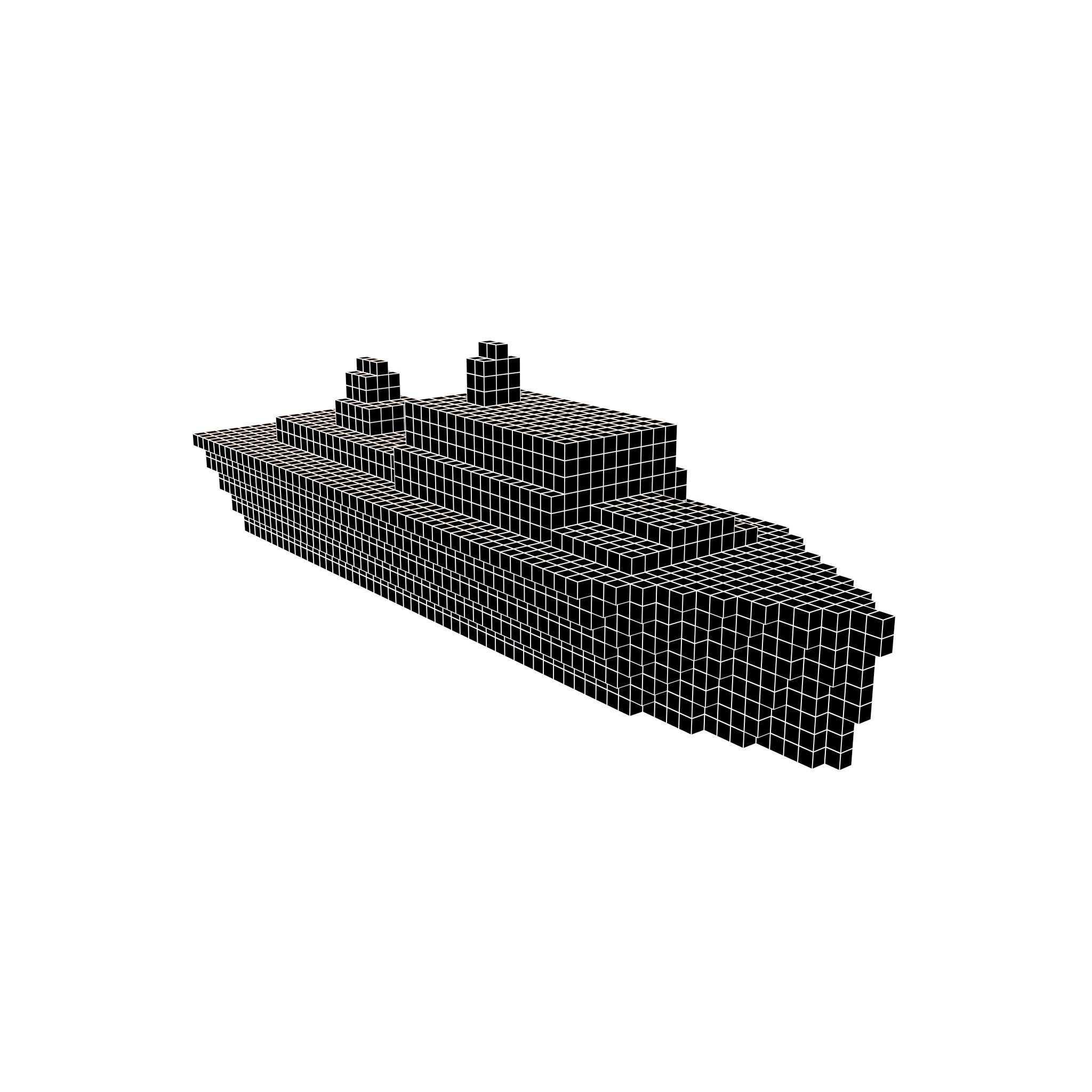 Voxel Style Simple Warship v1 006 Low-poly 3D model_6