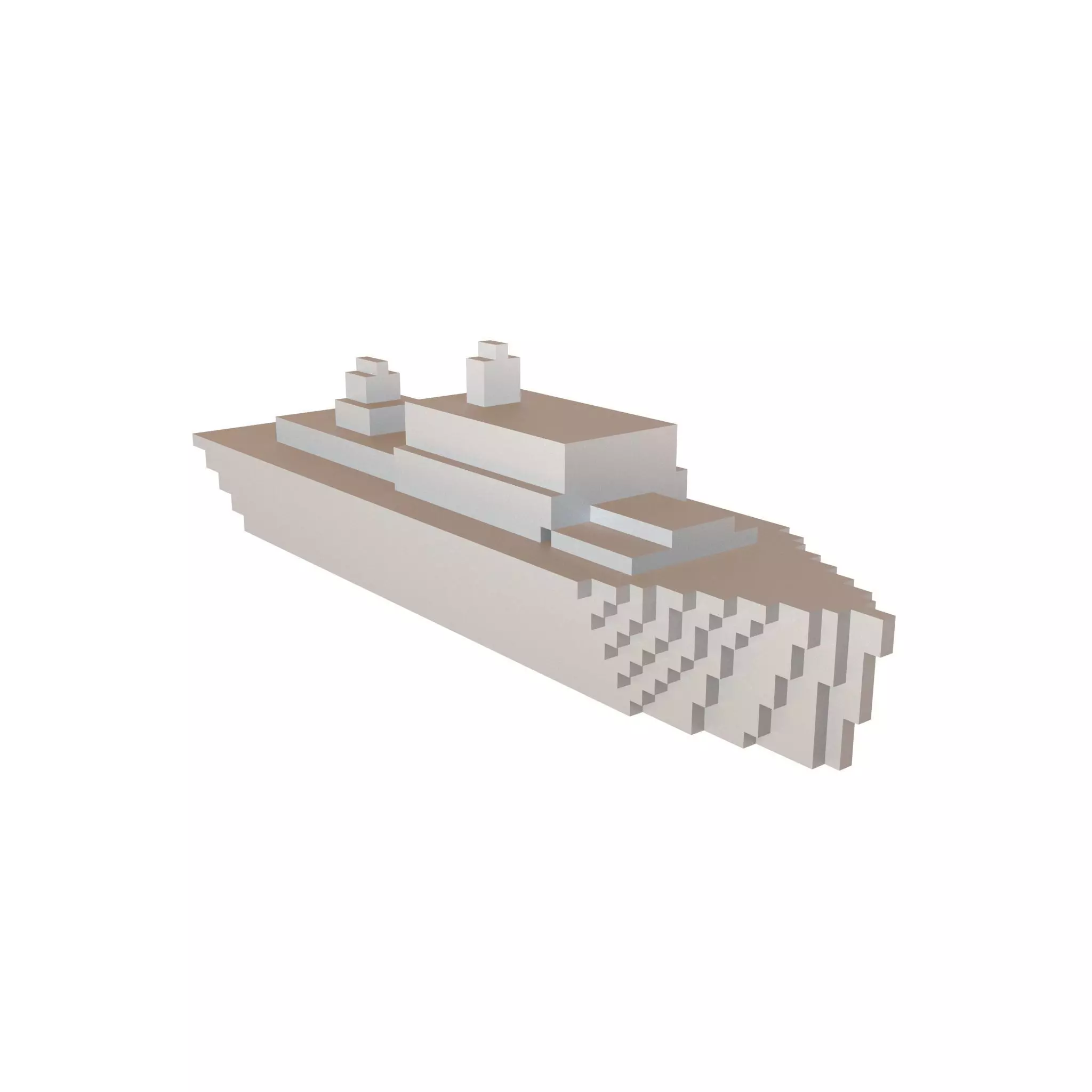 Voxel Style Simple Warship v1 006 Low-poly 3D model_0