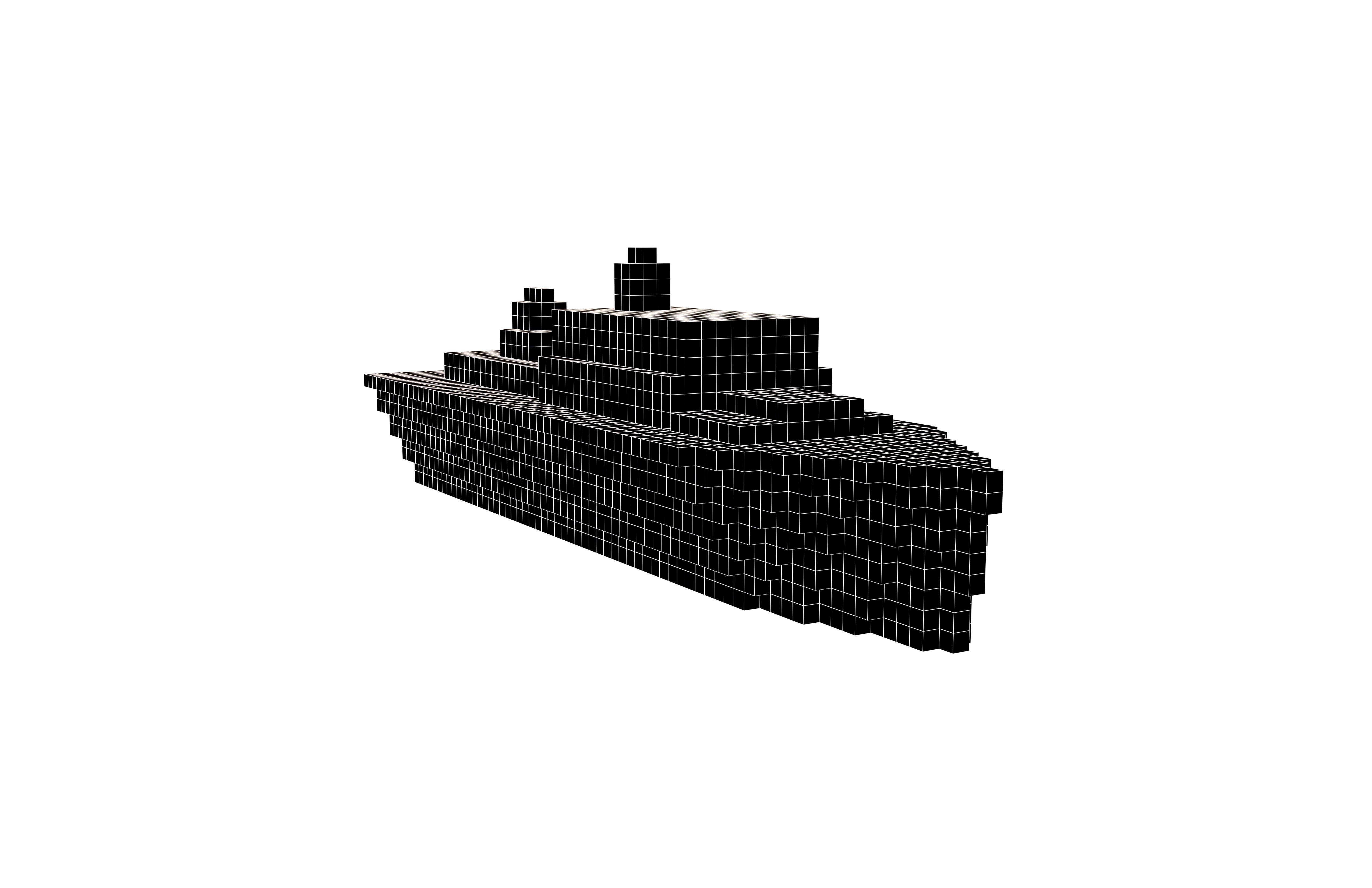 Voxel Style Simple Warship v1 006 Low-poly 3D model_4