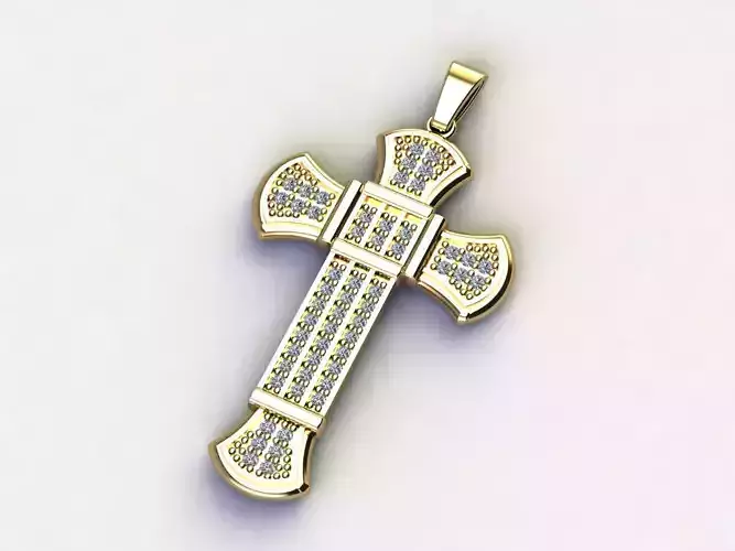 Cross Necklace Classic Diamond Pendant 3Dmodel 3D print model 9