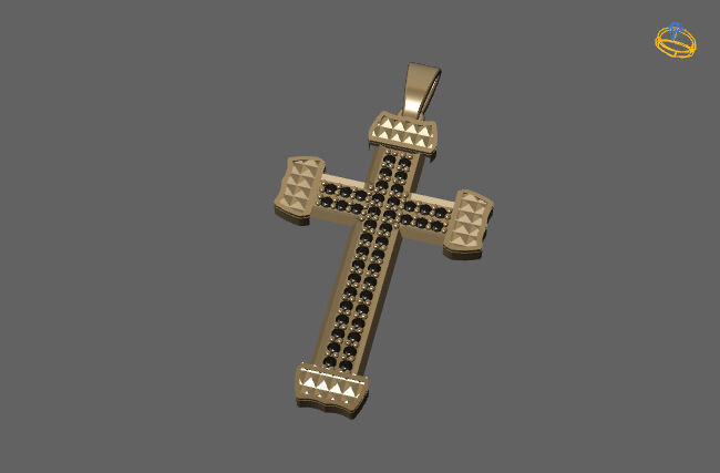 Cross Necklace Classic Diamond Pendant 3Dmodel 3D print model 8 3D print model_1