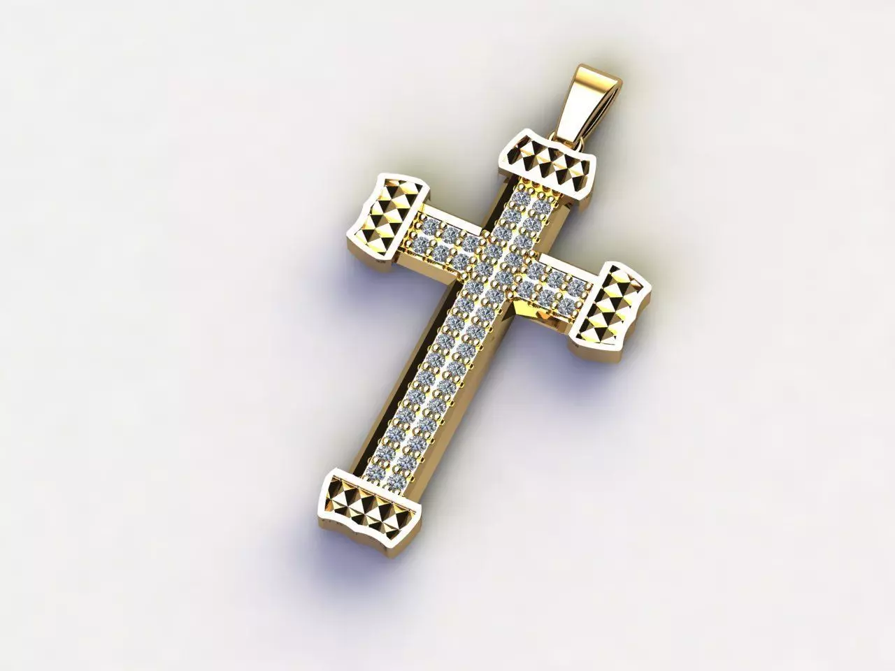 Cross Necklace Classic Diamond Pendant 3Dmodel 3D print model 8 3D print model_0