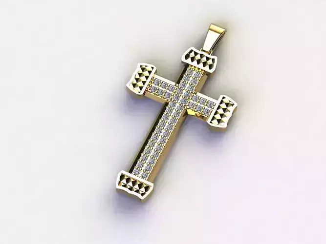 Cross Necklace Classic Diamond Pendant 3Dmodel 3D print model 8