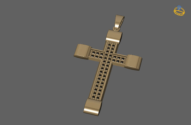 Cross Necklace Classic Diamond Pendant 3Dmodel 3D print model 7 3D print model_1