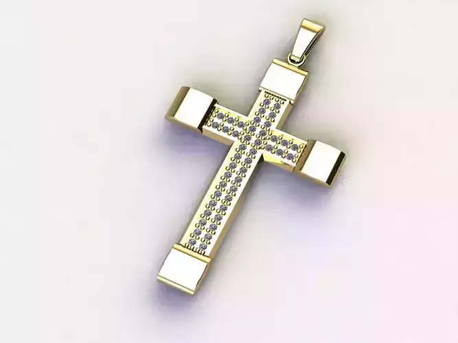 Cross Necklace Classic Diamond Pendant 3Dmodel 3D print model 7 3D print model