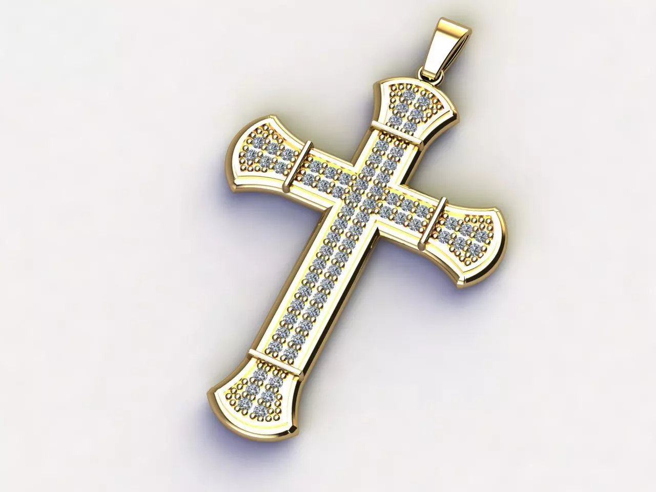 Cross Necklace Classic Diamond Pendant 3Dmodel 3D print model 6 3D print model_0