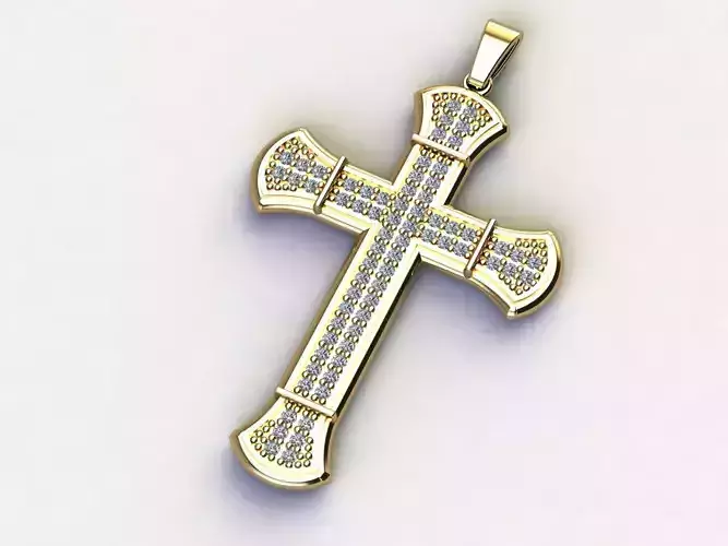 Cross Necklace Classic Diamond Pendant 3Dmodel 3D print model 6