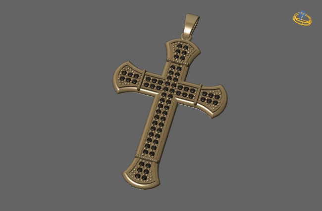 Cross Necklace Classic Diamond Pendant 3Dmodel 3D print model 6 3D print model_1