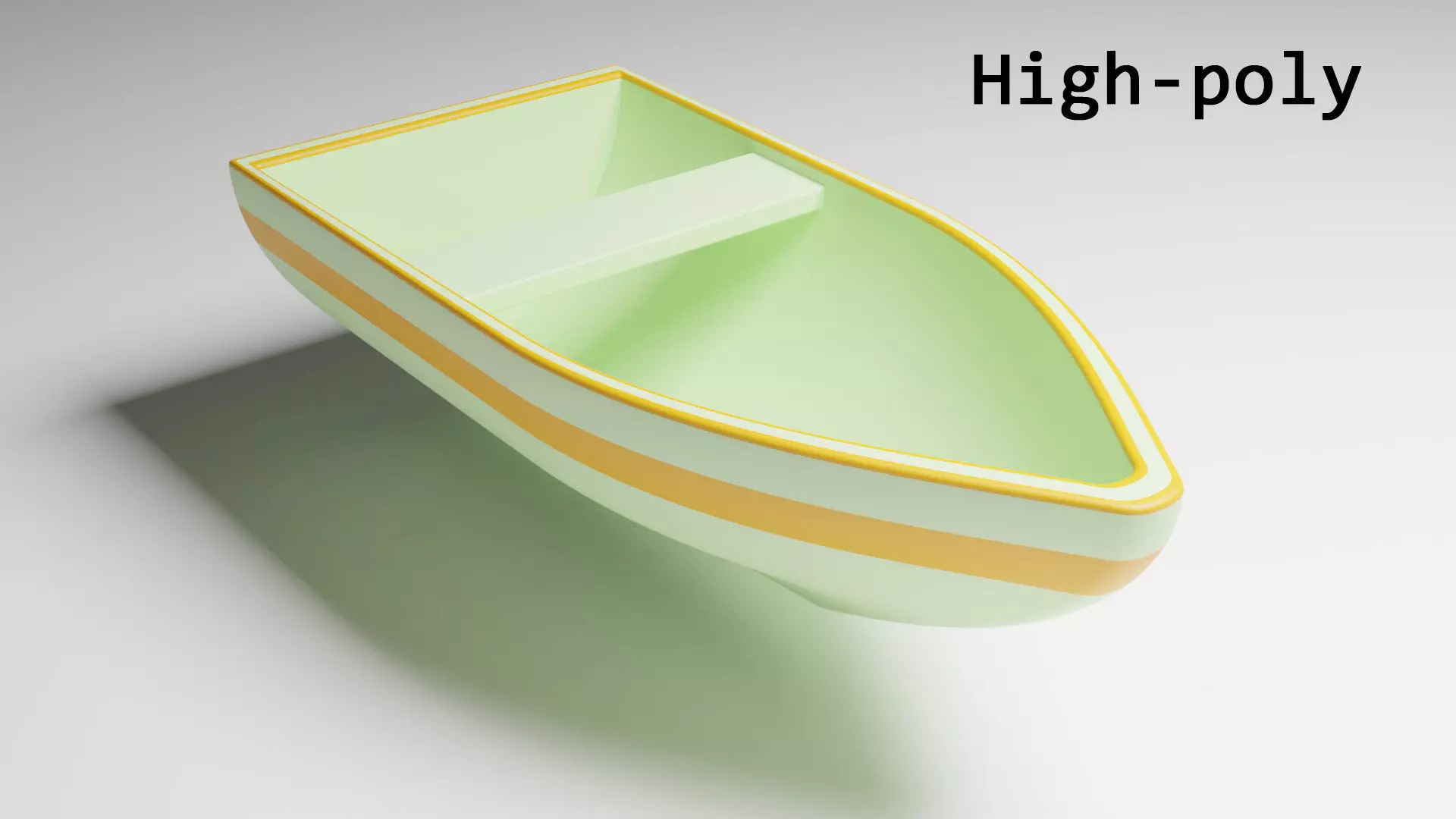 Boat with seat in ocean Low-poly 3D model
