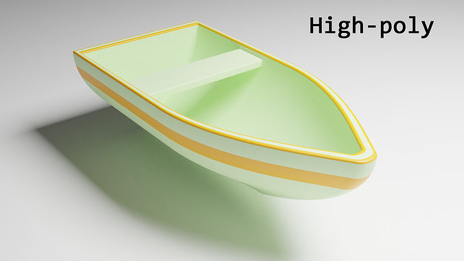 Boat with seat in ocean Low-poly 3D model