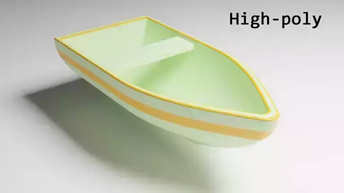 Boat with seat in ocean Low-poly 3D model