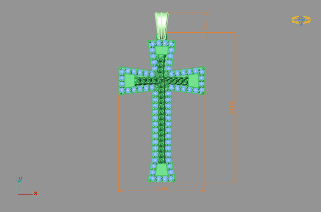 Cross Necklace Classic Diamond Pendant 3Dmodel 3D print model 5 3D print model_3